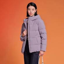 坦博尔 羽绒服女蓄热科技冬季宽松短款加厚保暖连帽中老女装外套 芝袊紫 170/92A