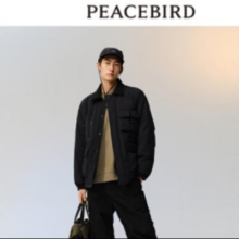 PLUS会员：PEACEBIRD 太平鸟男装 工装羽绒服 黑色
