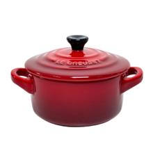 LE CREUSET 酷彩 法国炻瓷高温研烧 瓷质坚厚 圆形锅形烤罐烘焙有盖红色