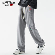 查尔斯桃心 CHARLES JANG'S HAPPY HEART 垂感裤子男春秋季宽松直筒2024潮牌钢印休闲长裤