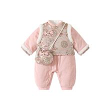 凡猎 VOONLIE 婴儿衣服冬装女宝宝连体衣加绒夹棉棉服满月百天新年过年拜年哈衣