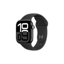 再降价、PLUS会员、限地区： Apple/苹果 Watch Series 10 智能手表GPS款42毫米亮黑色铝金属表壳黑色运动型表带S/M MX1M3CH/B