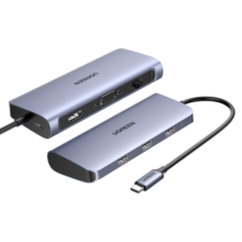 绿联Type-C扩展坞USB-C转HDMI/VGA拓展坞PD快充网线转接3.0分线器适用苹果15/16Macbook华为笔记本ipad