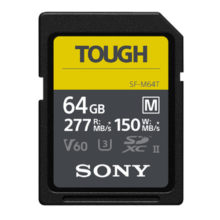 索尼（SONY）64GB SD存储卡 SF-M64T/T1 M系列TOUGH三防规格 U3 V60读速高达277MB/s UHS-II 相机内存卡
