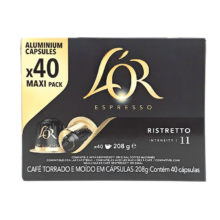 PLUs会员：L'OR 法国黑咖啡胶囊 强度11- 芮斯萃朵40粒 适用雀巢Nespresso