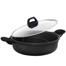 炊大皇 火锅鸳鸯火锅易洁不粘锅麦饭石色30cm 电磁炉通用 HG30YY