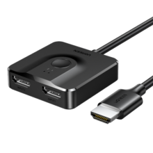 绿联HDMI2.0双向切换器二进一出 4K60Hz高清视频分配器一分二 笔记本电脑显示器接电视投影分屏器70607