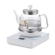 FUNORK全自动上水电热烧水壶玻璃烧水器茶台专用一体茶桌茶几保温泡茶具抽水电茶炉 底部上水 - 白色 1L
