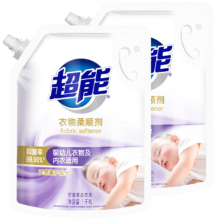 plus会员：超能 衣物柔顺剂 4斤（1kg*2 ）抑菌率99.99% 婴幼儿衣物适用 持久留香