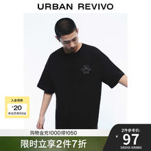 UR UR2025夏季男装时尚休闲立体图案棉质短袖T恤UMM450044 正黑 XS