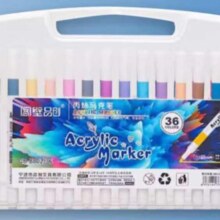 38节:丙烯马克笔可叠色小学生美术专用无毒水彩 36色丙烯马克笔