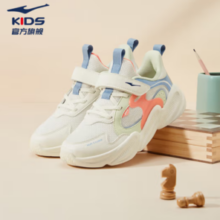 鸿星尔克 女童中性休闲运动鞋 微晶白/冰柠绿