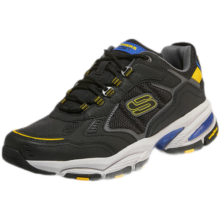 斯凯奇（Skechers）男鞋休闲鞋 潮流百搭复古老爹鞋 厚底增高鞋男士运动鞋237145 黑色/黄色/BKYL 41