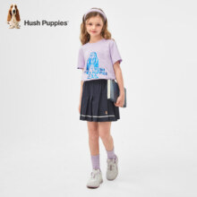 暇步士（Hush Puppies）童装儿童男女童夏季新款轻薄舒适青春活力短袖圆领衫 凝香紫 140