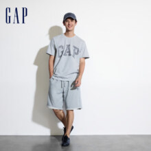 Gap 男女款拼接字母logo短袖T恤