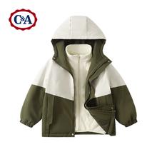 C&A 童装男女童夹棉撞色三件套防风外套 内搭 裤子36.57元（需买3件，需用券）
