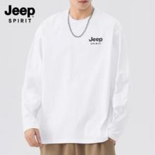 JEEP/吉普纯棉男士长袖T恤圆领百搭打底衫