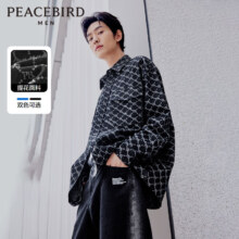 PLUS会员：PEACE BIRD 太平鸟男装 提花满印 翻领外套