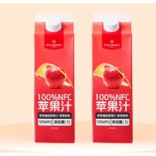 2瓶苹果汁100%NFC零添加 1L×2瓶+1号会员店普通年卡