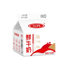 限地区、plus会员：三元 鲜牛奶全脂巴氏杀菌乳250ml*12盒