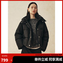 太平鸟 提花羽绒服冬新中式面包服 黑色 L