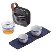 苏氏陶瓷 SUSHI CERAMICS）国潮青花心经旅行包便捷茶具 快客组