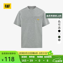 CAT 卡特24夏男士口袋绣花设计短袖T恤 灰色 XL