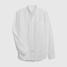 京东PLUS：Gap 男装2025春季棉质基础款翻领长袖衬衫多色上衣美版422488 白色 S 美码M亚洲码175/92A