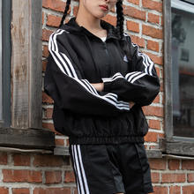 88VIP会员：adidas 阿迪达斯 女装运动套装 休闲梭织防风夹克上衣外套收口长裤两件套