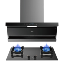 美的（Midea）抽油烟机燃气灶具家用顶侧双吸烟灶联动智控变频24风量大吸力烟灶DL5+Q523L天然气【套装商品】