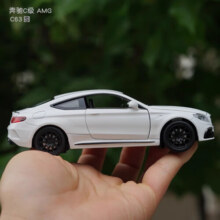 飞越无限原厂奔驰C63S汽车模型C级AMG合金仿真车摆件儿童玩具声光回力跑车 奔驰C63-蓝色【原厂授权】