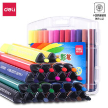 得力(deli)24色易可洗儿童水彩笔三角杆画画易握马克笔开学彩色绘画涂色美术女孩儿童礼物速写