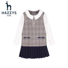HAZZYS 品牌童装 女童百褶长袖连衣裙