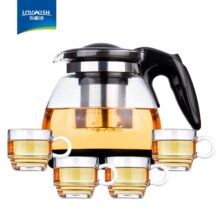 乐唯诗 茶壶玻璃泡茶壶 沁雅茶具5件套黑色