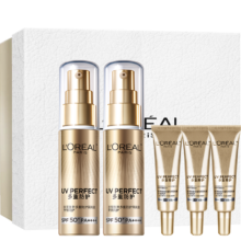 再降价、京东百亿补贴：L'OREAL 欧莱雅 小金管 SPF50 防晒霜 30ml*2瓶+15ml*2管 礼盒装