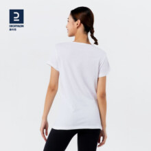 迪卡侬纯棉瑜伽服女夏季短袖运动t恤女宽松显瘦健身服上衣SAT4
