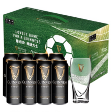 Guinness/健力士英超礼盒装进口世涛黑啤啤酒440ml*8听+浪涌杯