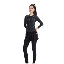 鸿星尔克 分体泳衣女泡温泉长袖长裤套装保守大码泳装冲浪服潜水衣 2XL