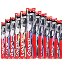 高露洁（Colgate）细毛护龈备长炭软毛成人牙刷 12支家庭装 款式颜色随机发货