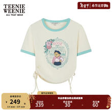 TEENIE WEENIE 小熊女装2024春装设计感短袖T恤短款上衣辣妹装 绿色 165/M
