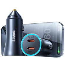 plus会员：倍思 车载充电器 60W 快充版+凑单