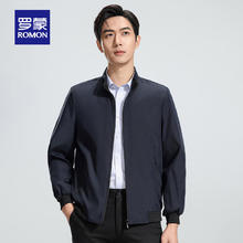 罗蒙 2025春季新款男士棒球领夹克 休闲职业装短款干部外套 藏青色