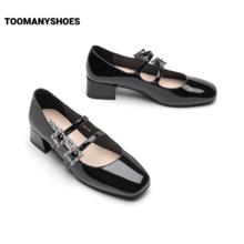 TOOMANYSHOES [吴昕同款]Toomanyshoes跳支舞吧粗高跟红色皮鞋复古玛丽珍单鞋女