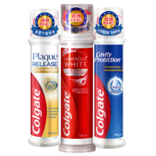 京东百亿补贴：Colgate 高露洁 耀白去渍+卓效防蛀+牙菌斑深洁 欧洲进口 按压泵式牙膏 100ml*3支 组合装