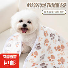 宠物毯珊瑚绒脚印款宠物毛毯四季保暖猫咪狗狗通用毛毯防滑座垫 米色 20*20cm