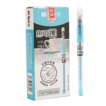 晨光(M&G)文具 热可擦中性笔 简约拔盖子弹头晶蓝色水笔0.5mm 小学生用热敏摩擦签字笔 12支/盒AKP61115B2