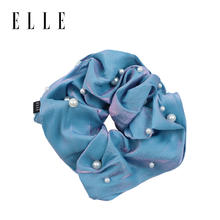 ELLE 珍珠优雅发圈女百搭气质头绳女生发绳扎马尾 蓝色