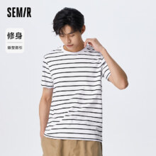 20点：Semir 森马 短袖T恤 男款 经典条纹圆领