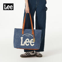 Lee 大容量托特包牛仔通勤单肩包 水洗蓝