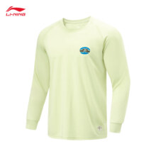 李宁（LI-NING）反伍丨排湿速干T恤抗静电长袖T恤男子夏宽松圆领套头户外上衣 玉瓷绿-1 M